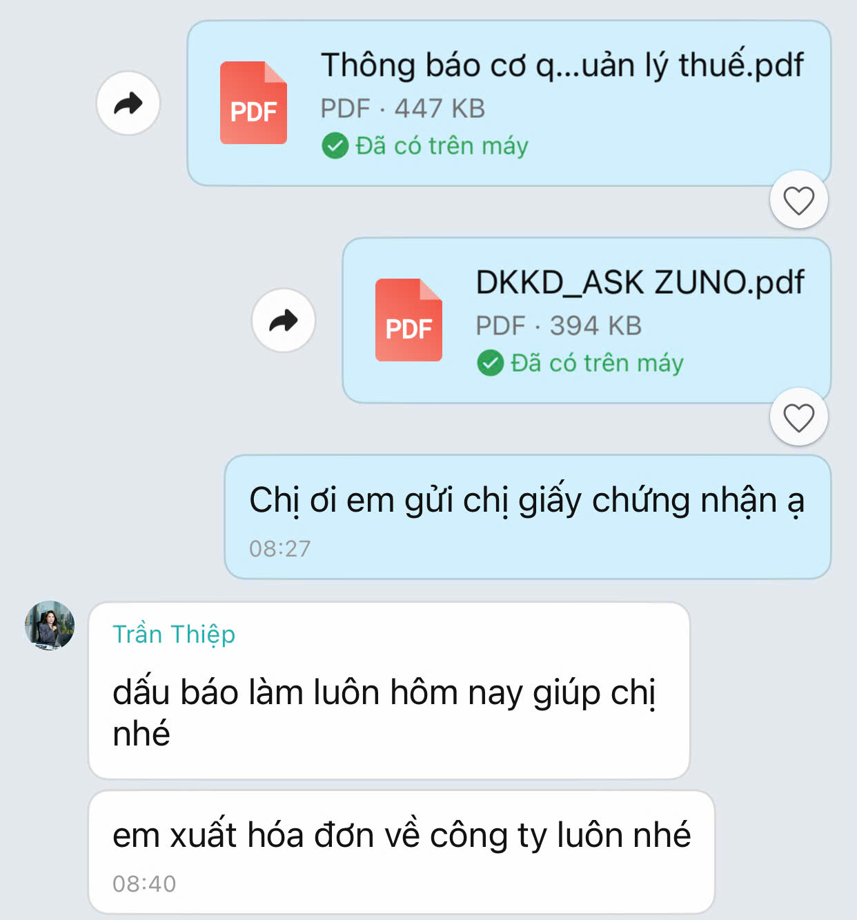 Bằng chứng phản hồi khách hàng 2