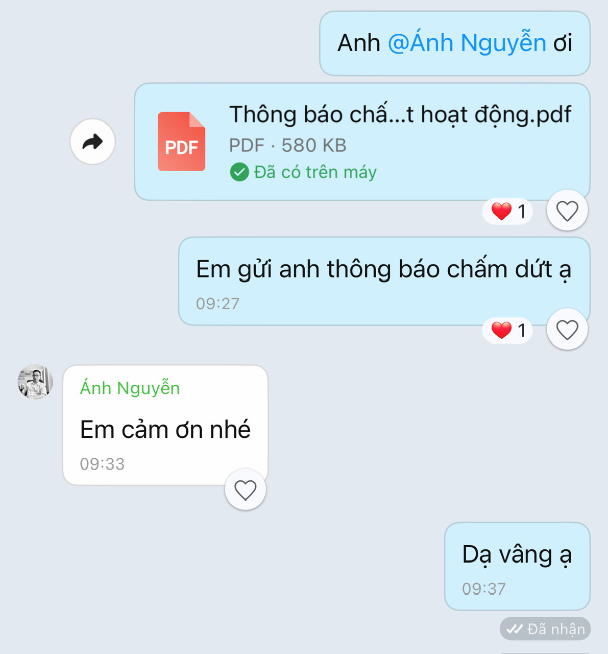 Bằng chứng phản hồi khách hàng 5